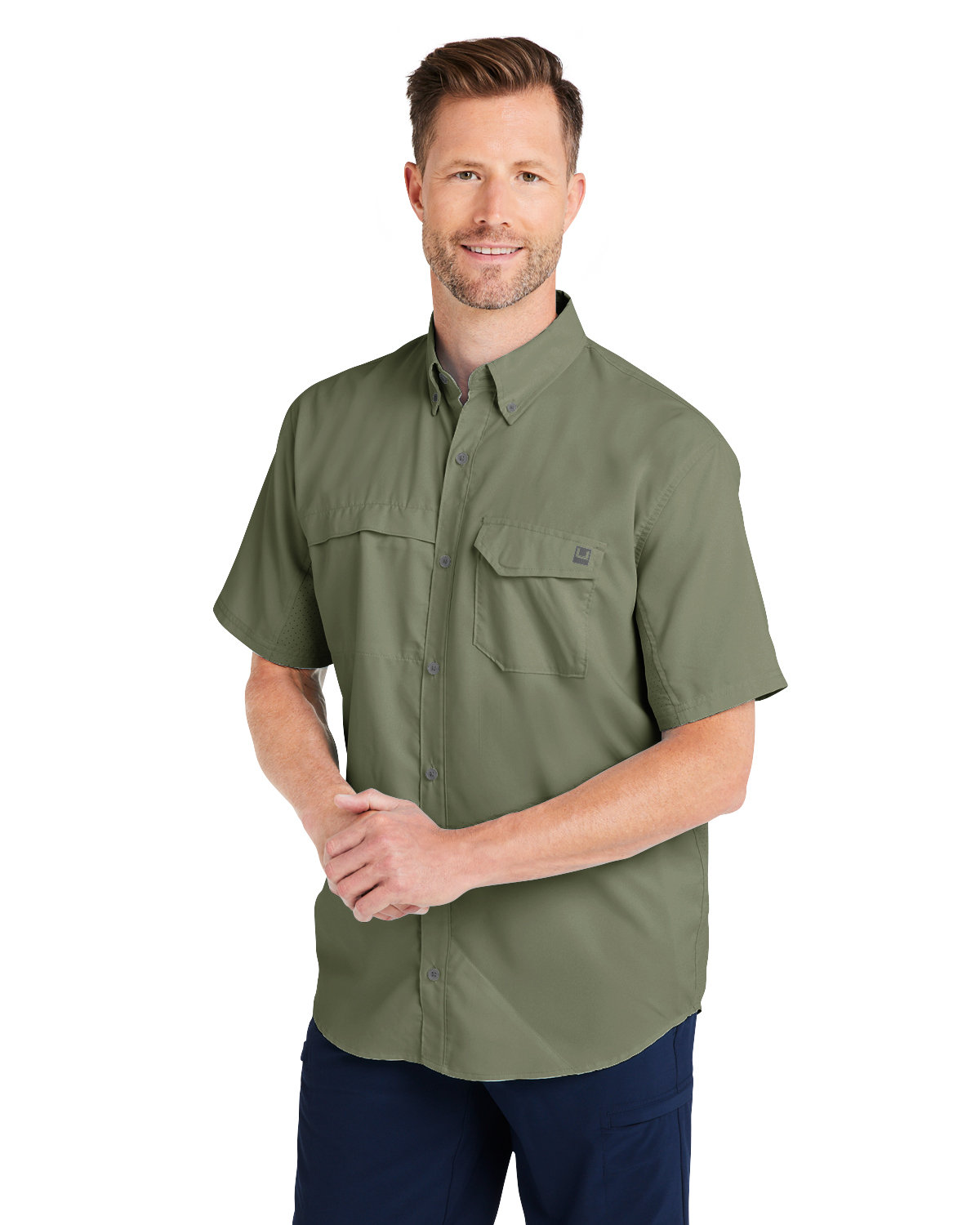 HUK Embroidered Men's Tide Point Short Sleeve Shirt