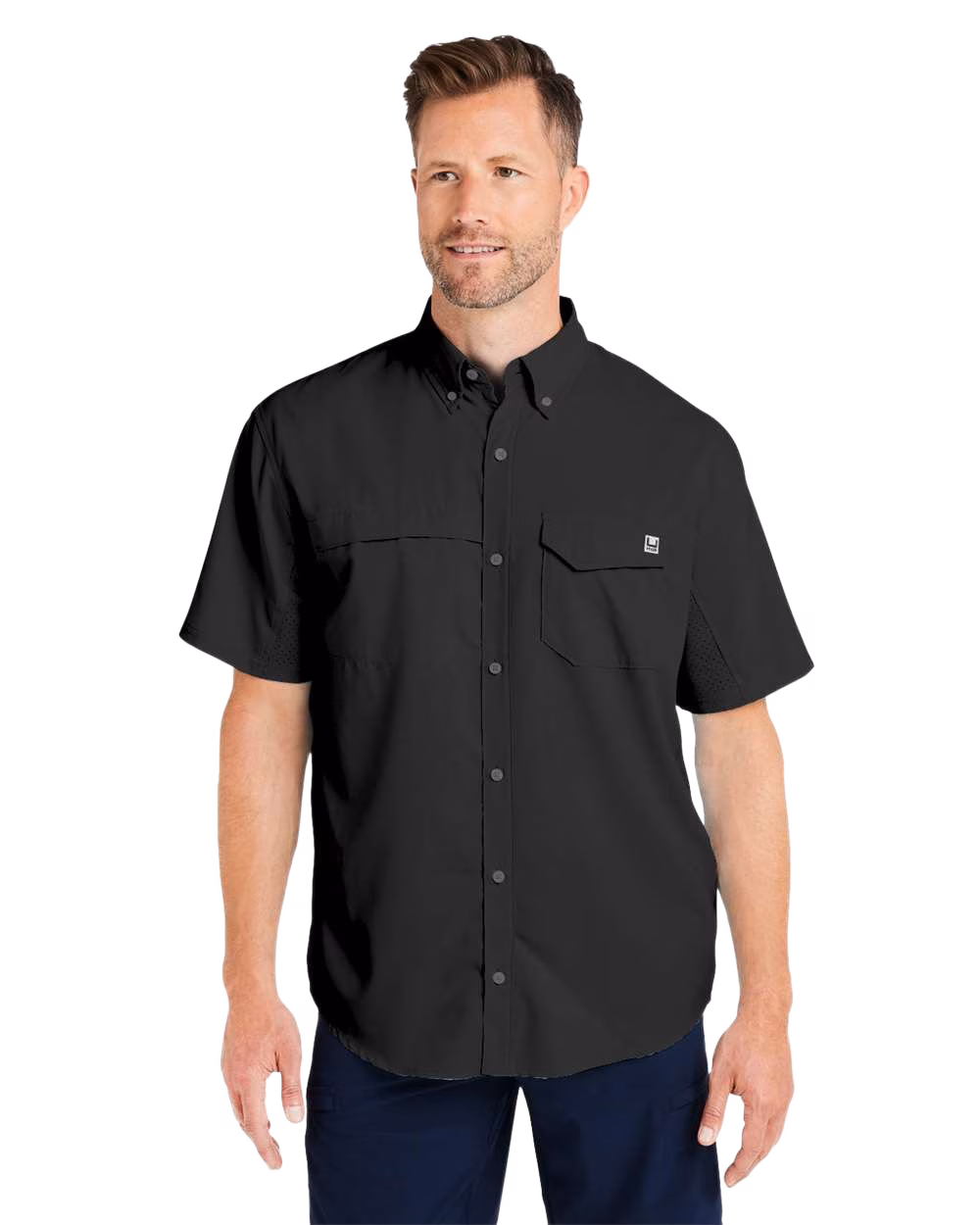 HUK Embroidered Men's Tide Point Short Sleeve Shirt