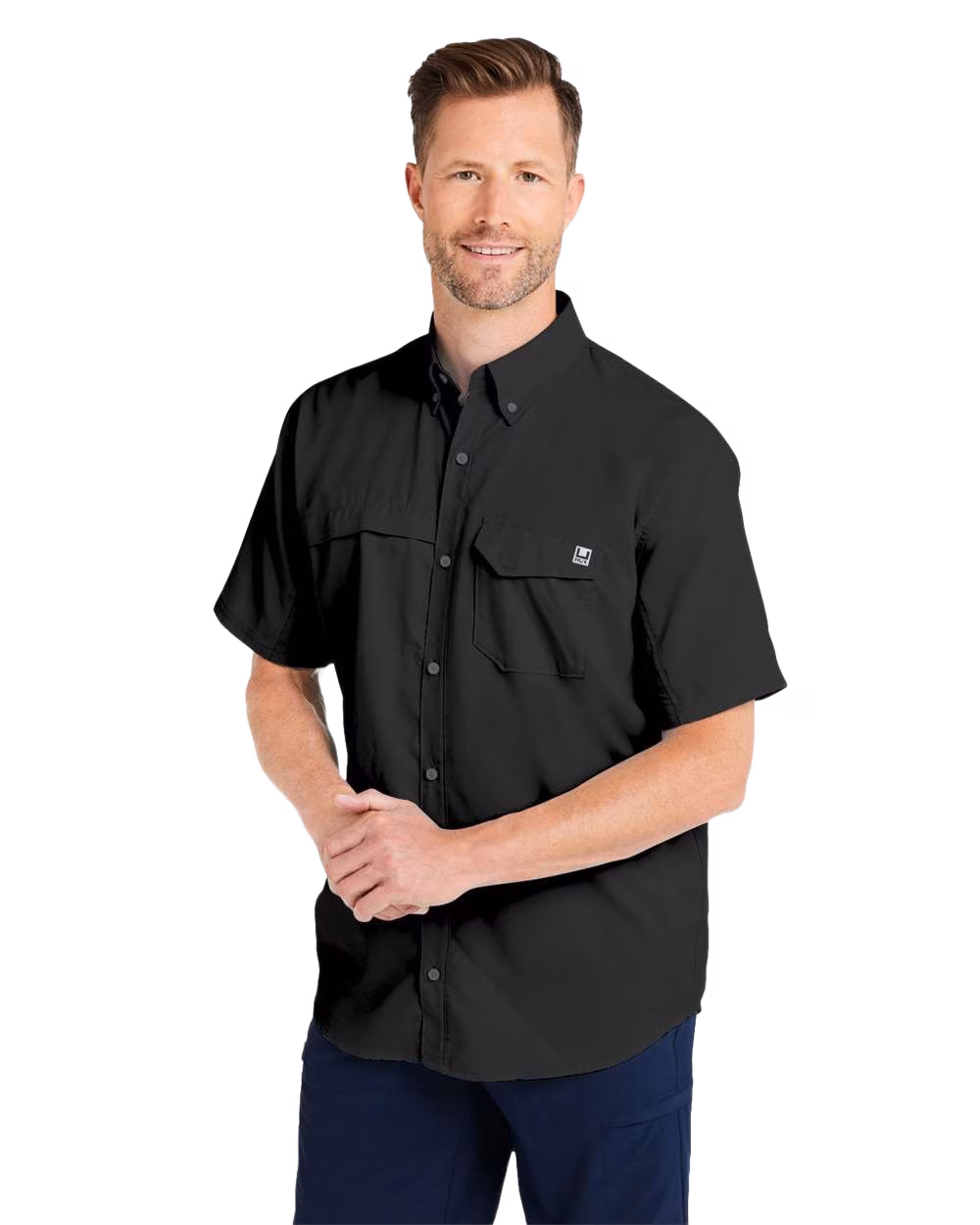 HUK Embroidered Men's Tide Point Short Sleeve Shirt