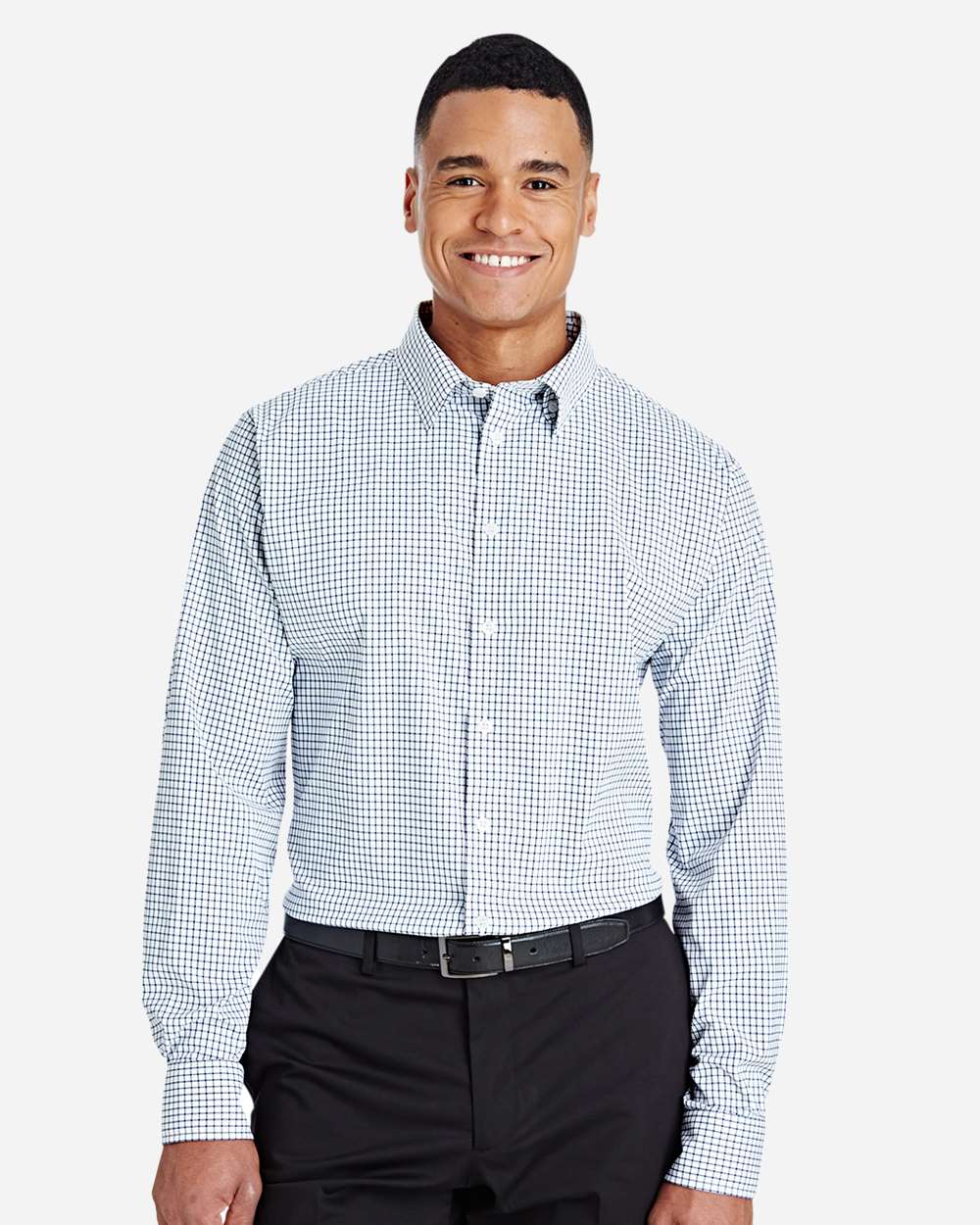 Devon & Jones DG540 Men's CrownLux Performance Micro Windowpane Shirt - Navy/ White 4XL