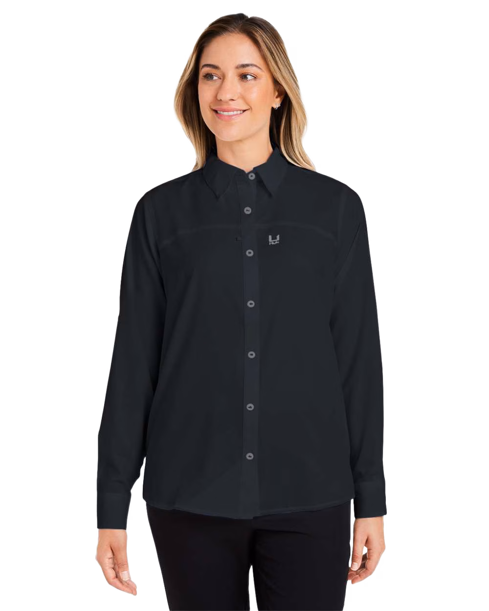 HUK Women's Tide Point Embroidered Long Sleeve Shirt