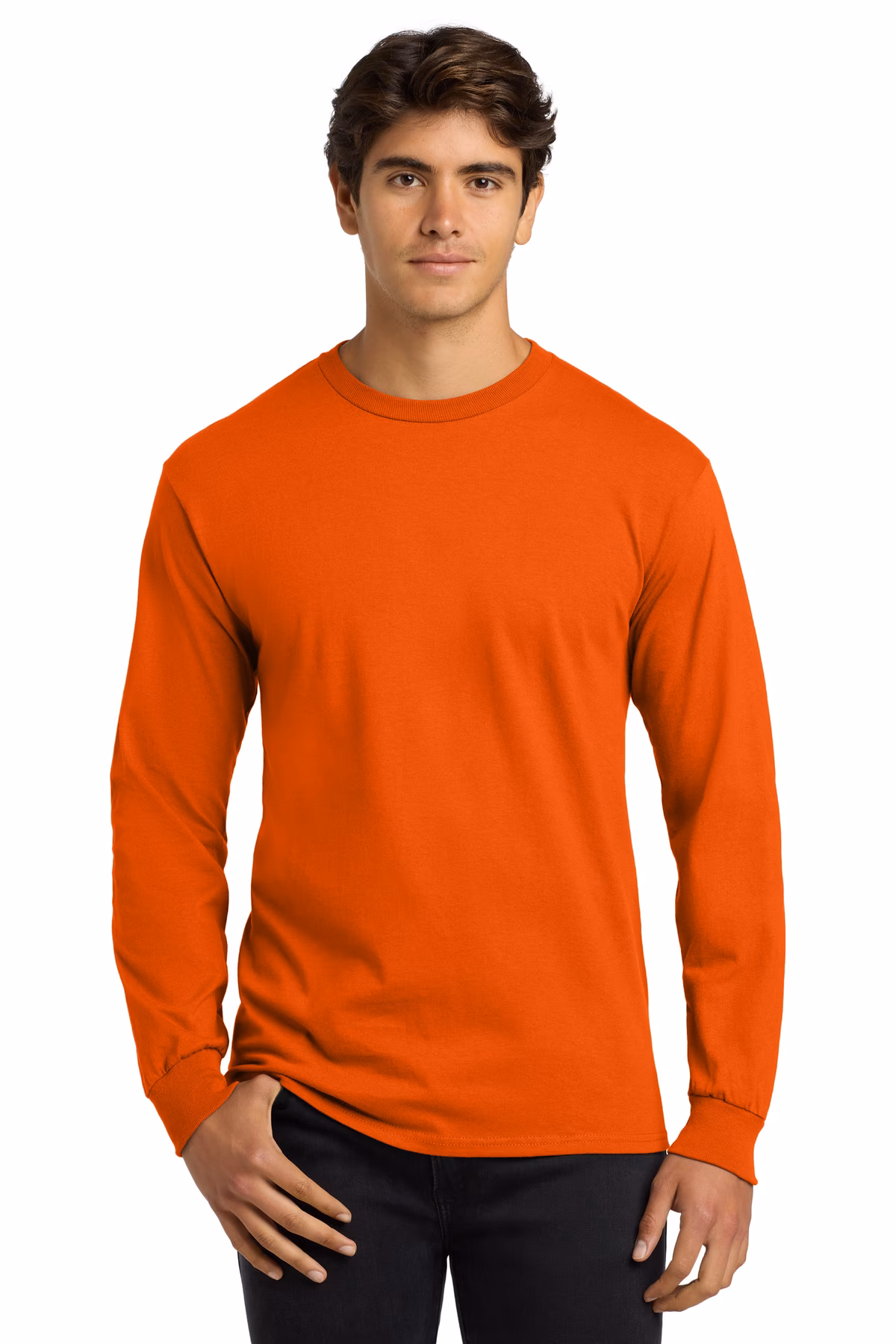 Gildan Men's Embroidered Classic Ultra Cotton Long Sleeve Safety Tee Image - men's tshirts,mens tshirts,mens shirts,men's shirts,male shirts,male's shirts,men tshirts,men's tees,men tees,mens tees,men's t-shirts,men t-shirts,mens t-shirts,safety orange, safety green
