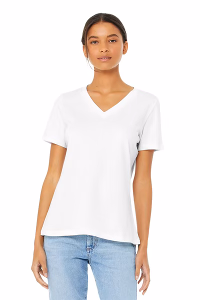 Bella + Canvas Printed Women's Relaxed Short Sleeve V-Neck Tee