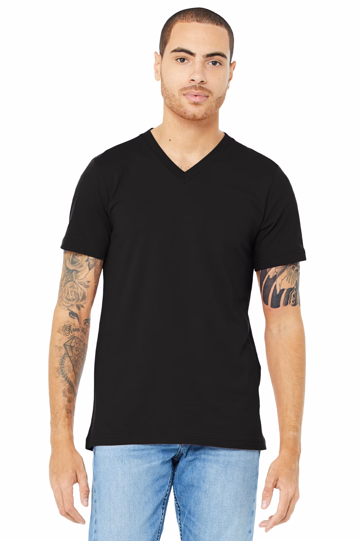 Bella+Canvas Embroidered Men's Jersey Short Sleeve V-Neck Tee