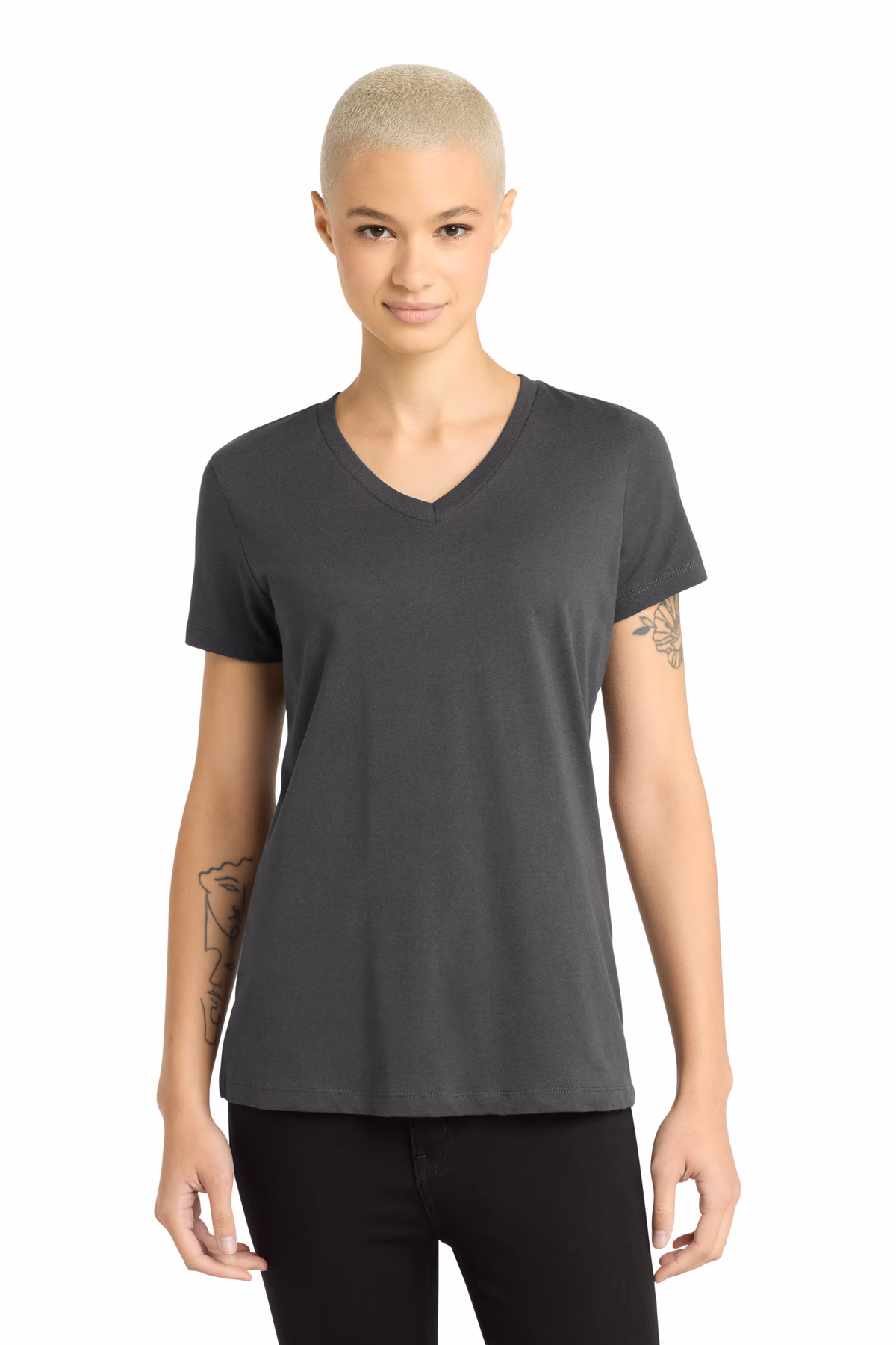 District Embroidered Women's Perfect Weight V-Neck Tee Image - District- Ladies Perfect Weight V-Neck Tee