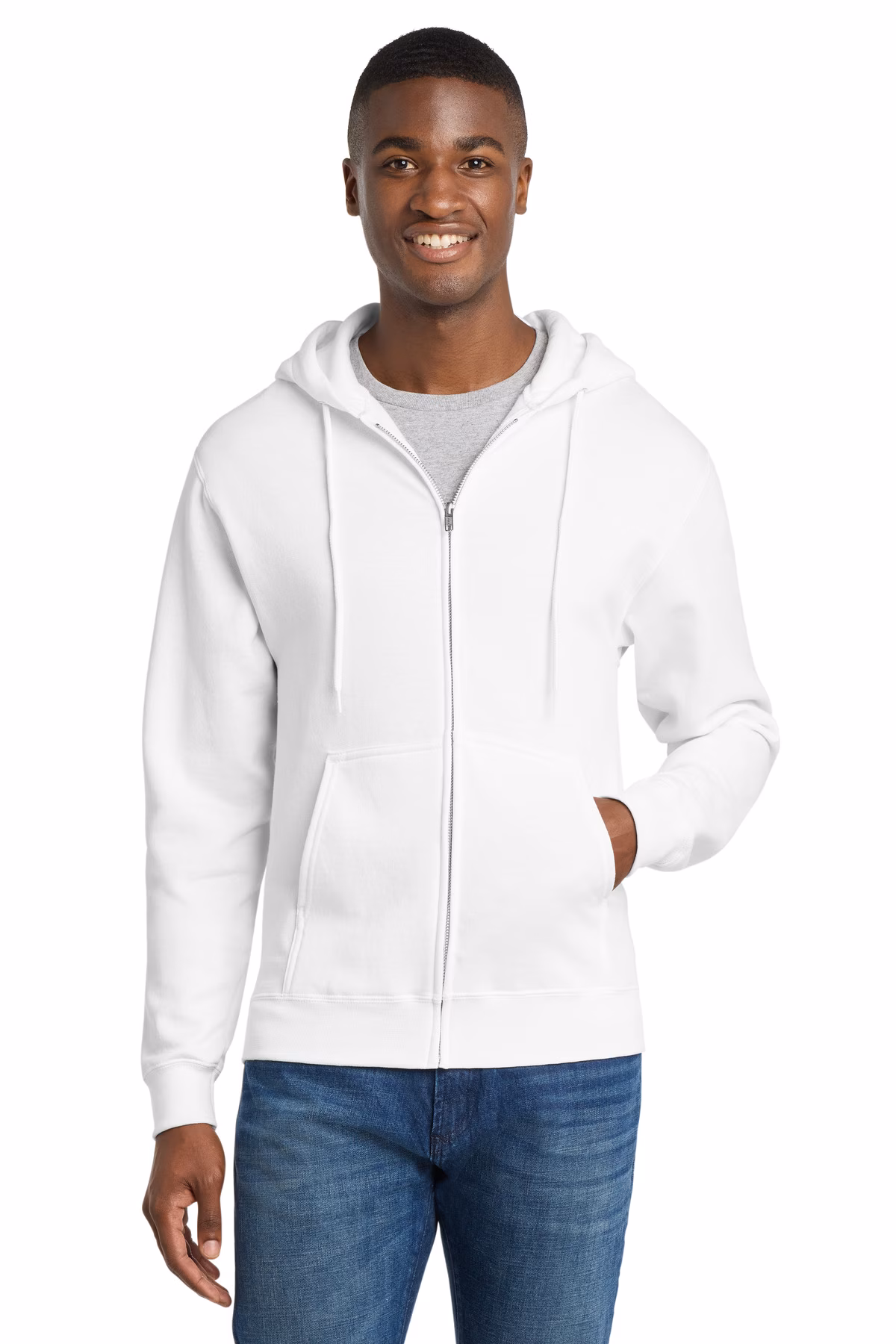 Port & Company Embroidered Men's Core Fleece Full-Zip Hooded Sweatshirt Image - Port & Company Embroidered Men's Core Fleece Full-Zip Hooded Sweatshirt