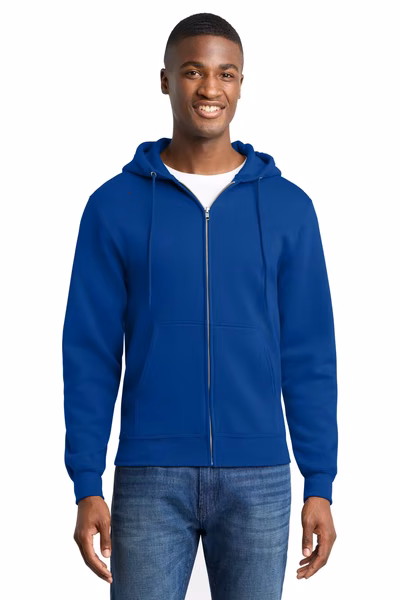 Port & Company  Printed Men's Core Full-Zip Hooded Sweatshirt