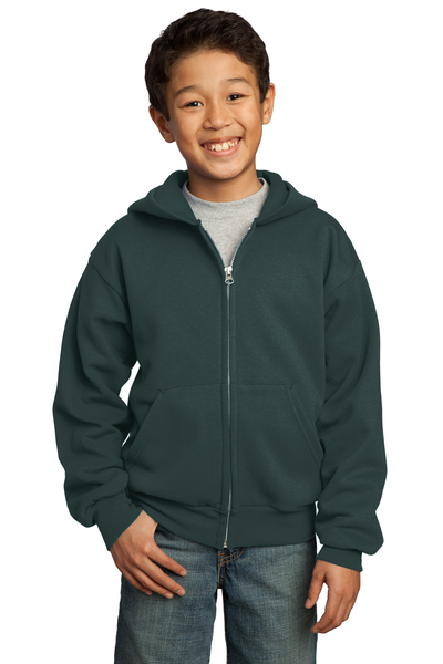 Port & Company Printed Youth Core Fleece Full-Zip Hooded Sweatshirt