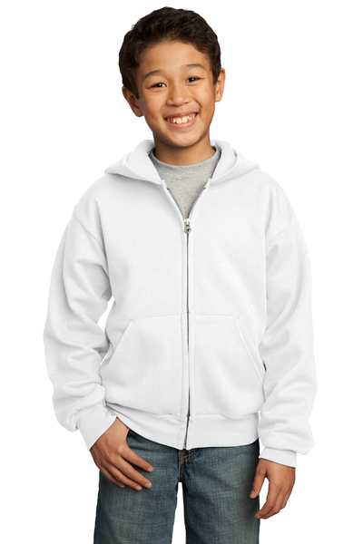 Port & Company Printed Youth Core Fleece Full-Zip Hooded Sweatshirt