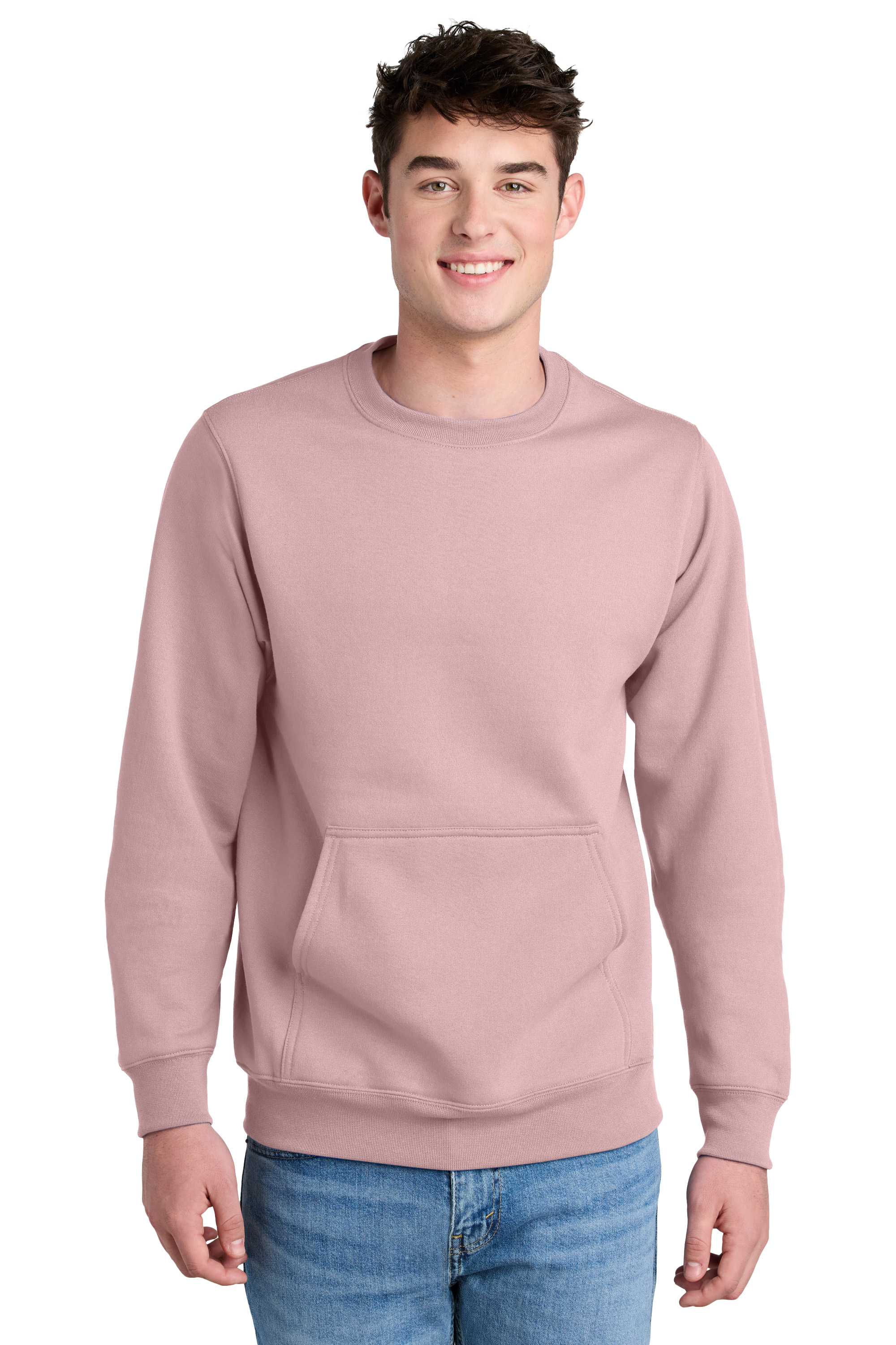 Port & Company Printed Core Fleece Crewneck Pocket Sweatshirt