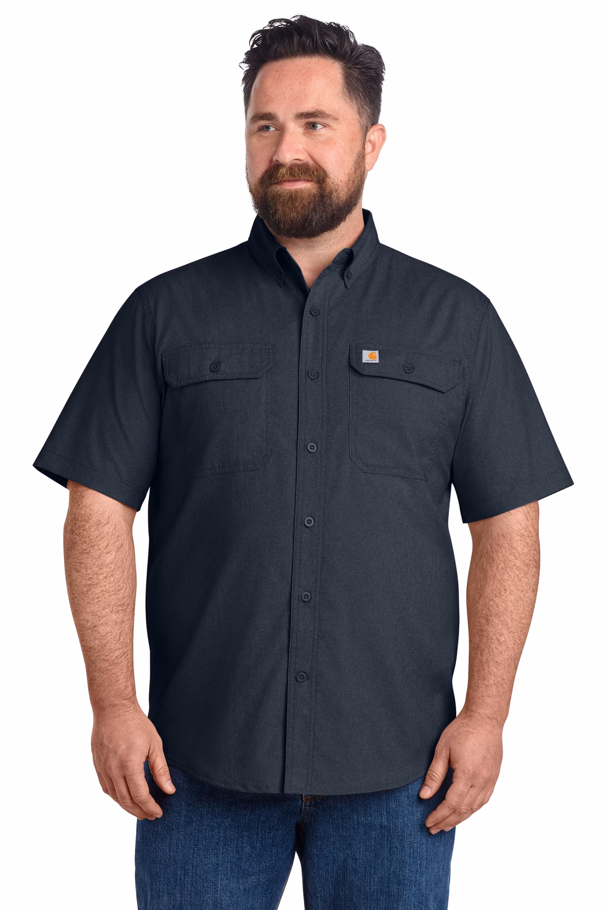 Carhartt Force Embroidered Men's Solid Short Sleeve Shirt Image - Carhartt Force Embroidered Men's Solid Short Sleeve Shirt